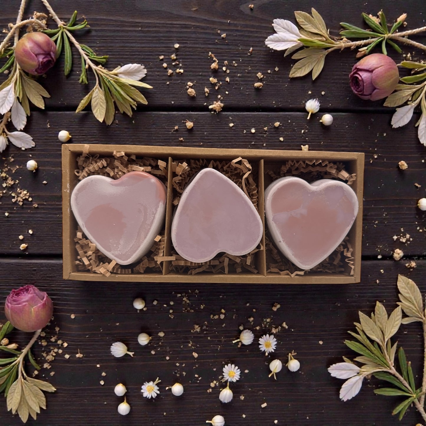 A Trio of Lavender Hearts